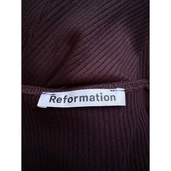 Reformation Cassi Knit Dress Black Tencel Midi Square Neck US M - Picture 3 of 8